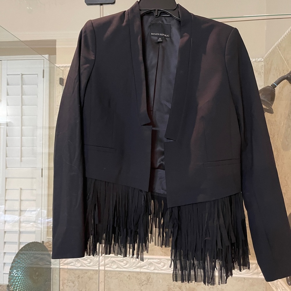 Banana Republic Fringe Blazer - Black